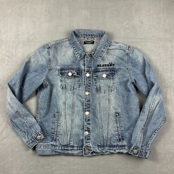Playboy for Pacsun Jacket Mens Large Denim Posse Denim Jean Button Up Trucker - Picture 1 of 10